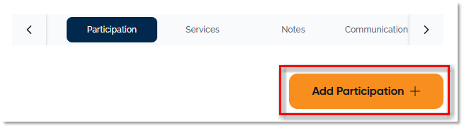 Image showing the Add Participation icon marked by a red callout.