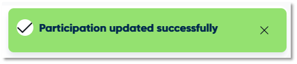 Image depicting a green box with a message saying that participation was updated successfully.