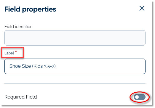 Field label and requirement marker highlighted using red callouts.